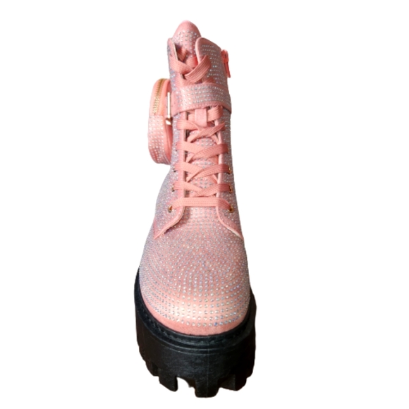 RHINESTONE ☆ CLUB STOMPS ☆ POUCH STRAP ☆ BLUSH LUG BOOTS ☆ NWT - Picture 7 of 12